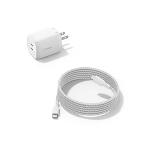 Fast-Charging USB-C Cable and GaN Charger Bundle, White, , hi-res