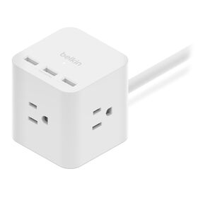 3-Outlet Power Cube with 5-Foot Cord and USB-A Ports, , hi-res